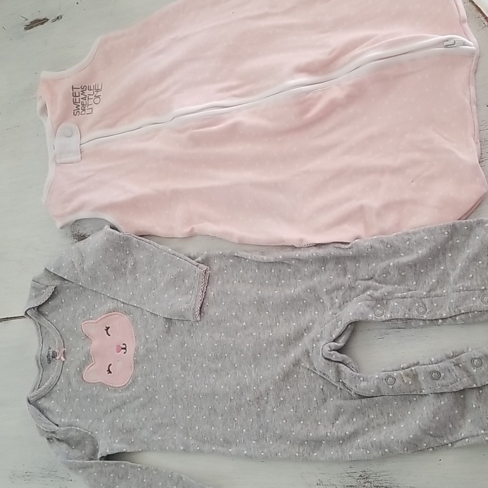 2 Carter’s Pink & White , Grey  One-Piece  Coverall 18M